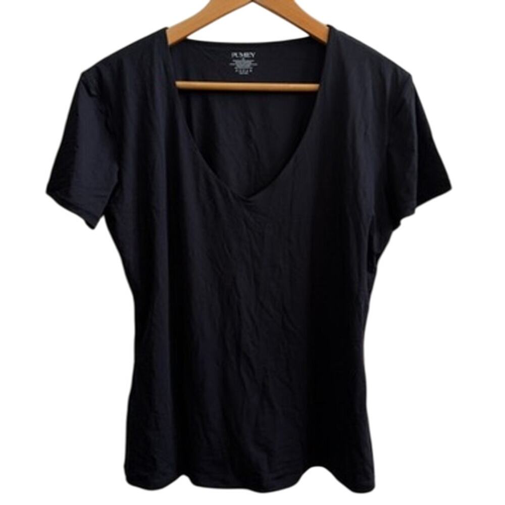 Pumiey Shapewear Tee V-Neck Short Sleeve Tee 3XL Black Stretchy Soft Basic Top
